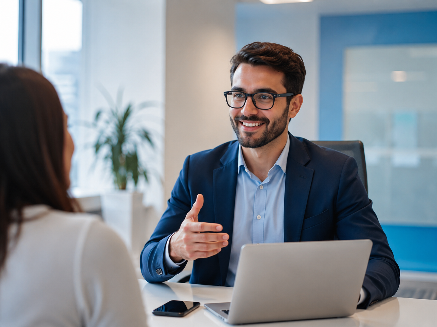 Professional consultation meeting in a modern office